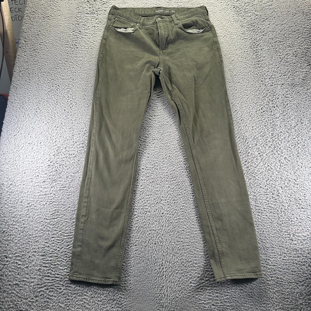 Old Navy Built in Flex Jeans Mens 32x32 Green Cotton Denim Straight Leg Slim Fit